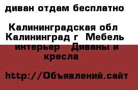 диван отдам бесплатно - Калининградская обл., Калининград г. Мебель, интерьер » Диваны и кресла   